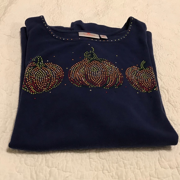 QF light navy blue t-shirt with 3 blingy pumpkins (2X) - Picture 16 of 16
